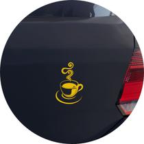Adesivo de Carro Xícara de Café Quente - Cor Amarelo