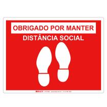 Adesivo De Chão De Vinil Obrigado Por Manter Distância Social Vermelho Brady 170260