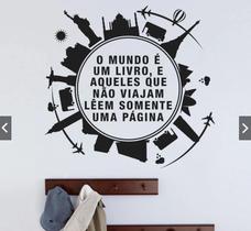 Adesivo De Decoração Parede Cidades Mundo Frase Viagem