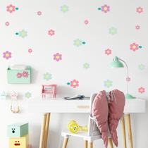 Adesivo de Flores Coloridas em tons pastéis 25un Cobre 2m² Adesivo de Flores Coloridas em tons pastéis 25un Cobre 2m²