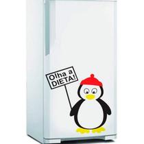 Adesivo De Geladeira Pinguim Placa Olha A Dieta-G 50X50Cm