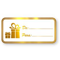 Adesivo "De/Para" - Ref. 2111 - Hot Stamping - Dourado - 50 unidades - Stickr - Rizzo