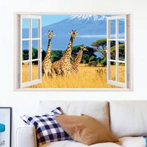 Adesivo de parede 3D Giraffe Landscape Window Safari 90x60cm