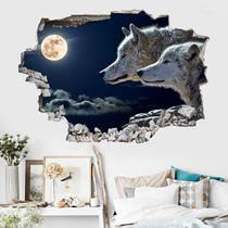 Adesivo de parede 3D Howling Wolf autoadesivo em PVC 50x70cm Adesivo de parede 3D Howling Wolf autoadesivo em PVC 50x70cm