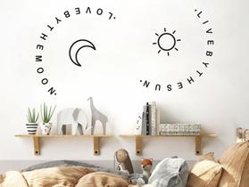Adesivo De Parede ame o sol e a lua inglês frase decoração quarto sala Adesivo De Parede ame o sol e a lua inglês frase decoração quarto sala