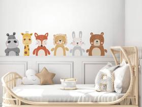 Adesivo De Parede Animais Bercinho Boho Quarto Bebê Safari Baby - Adesivos Kigrude