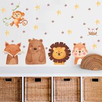 Adesivo de Parede Animais Cute Baby Safari Estrelas Adesivo de Parede Animais Cute Baby Safari Estrelas