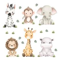 Adesivo De Parede Animais Safari com Folhas Autocolante Destacáveis Adesivo De Parede Animais Safari com Folhas Autocolante Destacáveis