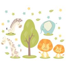 Adesivo De Parede Animais Safari Minimalista Infantil