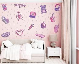 Adesivo De Parede Anos 2000 Y2K Aesthetic Mini Aquarela Decoração Anime Kawaii Descolado Estrelas