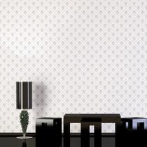 Adesivo De Parede Arabesco Jacquard Prata e Cinza Sobre Branco 310x58cm