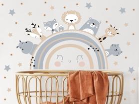 Adesivo De Parede Arco Iris Animais Nórdicos boho Adesivo De Parede Arco Iris Animais Nórdicos boho
