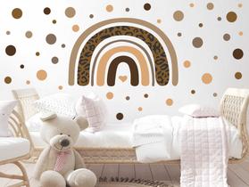 Adesivo de Parede Arco Íris Boho Bolinhas Terrosos
