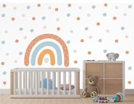 Adesivo de Parede Arco Iris Boho e Bolinhas Irregulares