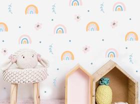 Adesivo de Parede Arco Íris Florzinhas Estrelas Candy Colors Flores Decoração Quarto Infantil Adesivo de Parede Arco Íris Florzinhas Estrelas Candy Colors Flores Decoração Quarto Infantil