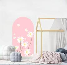 Adesivo De Parede Arco Minimalista Rosa Com Margaridas Tam M
