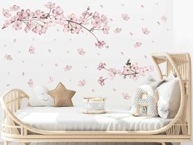 Adesivo de Parede Arvore Cerejeira Galhos Aquarela Flores Decoração Quarto Sala Adesivo de Parede Arvore Cerejeira Galhos Aquarela Flores Decoração Quarto Sala