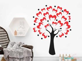 adesivo de parede arvore de amor corações vermelhos