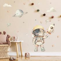 Adesivo de Parede Astronauta Aquarela Foguete Estrelas Boho Tons Terrosos Decoração Minimalista Adesivo de Parede Astronauta Aquarela Foguete Estrelas Boho Tons Terrosos Decoração Minimalista