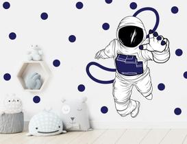 Adesivo de Parede Astronauta Espaço Decoração azul marinho
