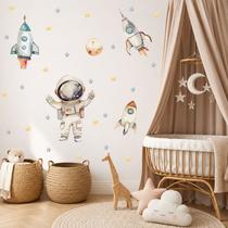 Adesivo de Parede Astronauta Espaço Decoração Infantil Boho Decoração Quarto Infantil Brinquedoteca