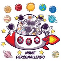 Adesivo De Parede Astronauta Planetas Criança Personalizado