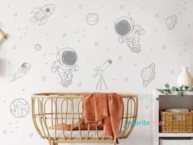 Adesivo De Parede Astronauta Planetas Foguete Tamanho G - senhorita decor