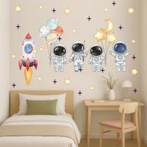 Adesivo de parede astronautas aquarela planetas foguete grande estrelas decoração cabeceira cama Adesivo de parede astronautas aquarela planetas foguete grande estrelas decoração cabeceira cama