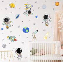 Adesivo de Parede Astronautas Planetas Foguete Satélite Ovni Cometa Estrelas Decoração Quarto Infantil Tamanho G Adesivo de Parede Astronautas Planetas Foguete Satélite Ovni Cometa Estrelas Decoração Quarto Infantil Tamanho G