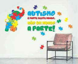 Adesivo De Parede Autismo Elefantinho Quebra Cabeça Frase