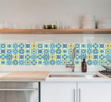 Adesivo de Parede Azulejo Português Desenhos Coloridos Formas Adesivo de Parede Azulejo Português Desenhos Coloridos Formas