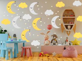 Adesivo De Parede Baby Nuvem Com Lua Vários Modelos Infantis