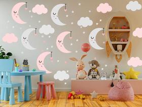 Adesivo De Parede Baby Nuvem Com Lua Vários Modelos Infantis Adesivo De Parede Baby Nuvem Com Lua Vários Modelos Infantis