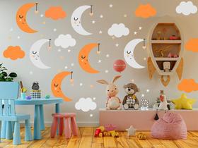 Adesivo De Parede Baby Nuvem Com Lua Vários Modelos Infantis