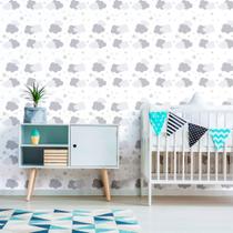 Adesivo de Parede Baby Nuvens e Estrelas Cinza Fundo Branco 310x58cm Adesivo de Parede Baby Nuvens e Estrelas Cinza Fundo Branco 310x58cm