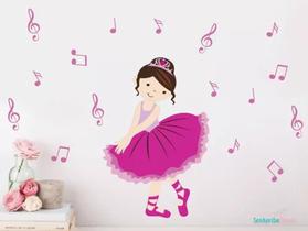 Adesivo De Parede Bailarina Notas Musicais