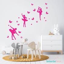 Adesivo de Parede Bailarinas Borboletas Decoração Meninas