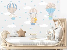 adesivo de parede balões animais azul bebê quarto de menino