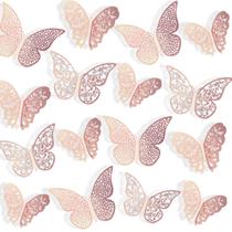 Adesivo de parede Bememo 3D Butterfly 72 peças douradas