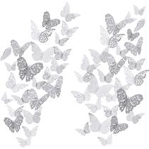 Adesivo de parede Bememo 3D Butterfly 72 peças em prata