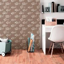 Adesivo de Parede Biplano Branco com Fundo Marrom 310x58cm Adesivo de Parede Biplano Branco com Fundo Marrom 310x58cm