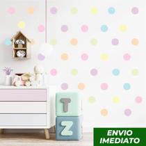 Adesivo de Parede Bolinha 4cm 25 Und Cores Pasteis Decoração Adesivo de Parede Bolinha 4cm 25 Und Cores Pasteis Decoração