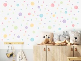 adesivo de parede bolinhas aquarelas coloridas