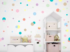 Adesivo De Parede Bolinhas Poá Candy Colors Decoração