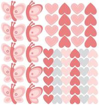 Adesivo de Parede Borboletas Coração Kit Extra Safari Menina Adesivo de Parede Borboletas Coração Kit Extra Safari Menina