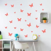 Adesivo de Parede Borboletas Coral Fosco 25un cobrem 1,5m²