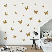 Adesivo de Parede Borboletas Douradas 25un Cobre 1,5m² Adesivo de Parede Borboletas Douradas 25un Cobre 1,5m²
