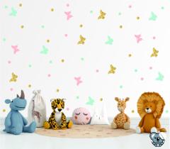 Adesivo de Parede Borboletas Glitter e Cores Pastéis