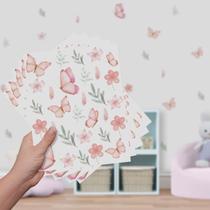 Adesivo De Parede Borboletas Infantil Aquarela Autocolante Destacável Adesivo De Parede Borboletas Infantil Aquarela Autocolante Destacável