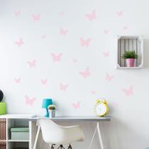 Adesivo de Parede Borboletas Rosa Bebê 25un cobrem 1,5m² Adesivo de Parede Borboletas Rosa Bebê 25un cobrem 1,5m²